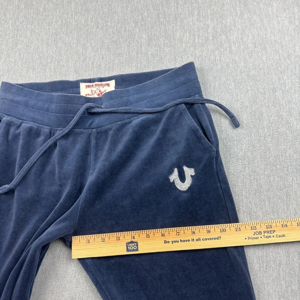 True Religion Pants Mens Medium‎ Blue Velour Velvet Joggers Sweatpants Lounge